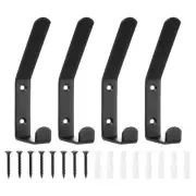 4Pcs Coat Hooks, 20x138mm Stylish and Sturdy Modern Metal Wall Hooks, Black