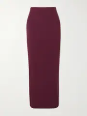 [SKIMS] SKIMS - Soft Lounge Ribbed Stretch-modal Maxi Skirt - Bordeaux - Burgundy - XL XL Burgundy