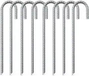 OK5STAR 8 Pack 16" Galvanized Rebar Stakes Heavy Duty J Hook Ground Anchors, Cur