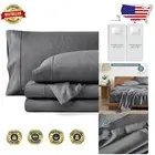 Heathered Grey Split King Sheet Set - 5-Piece, Double Brushed Microfiber Comfort