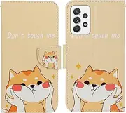 [Verpotex] Compatible with Samsung Galaxy A73 5G Case, Mobile Phone Case Samsung A73 5G Case Premium Leather Folding Flip Case Magnetic Card Slot Flip Case Protective Case Samsung A73 5G (Shiba Inu)