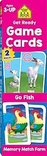 School Zone - Get Ready Game Cards Go Fish & Memory Match Farm 2 Pack - Ages 3 and Up, Alphabet, ABCs, Uppercase and Lowercase Letters, Matching, Pairing, Memory, and More