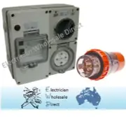 5 pin 20 Amp RCD Protected Outlet with Plug IP66 Industrial 63 Amp Caravan