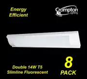 8 x Crompton Double 14W T5 Slimline T5 Fluorescent Light with Diffuser