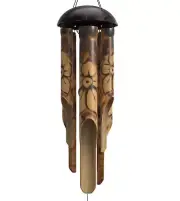 Nalulu Rustic Bamboo Wind Chimes - Outside Outdoor Wooden Windchimes, Medium,...