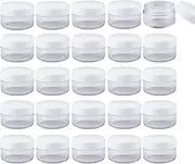 5g Round Plastic Cream Bottle with White Caps Empty Refillable Cosmetic Container Jars for Cream Lotion Eye Shadow, Nails, Powder, Paint, Jewelry (50Pcs)