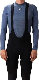 [ALE'] Men's Solid Winter Bib Shorts, Black/White