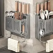 Kitchen Knife Holder, Chopstick Holder, Mmulti-Function Wall Mounted Knife Holder,Ventilation Knife Block, Protect Knives Storage Organizer Rack for Family