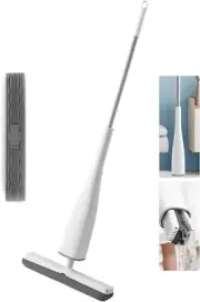 Dry & Wet Mop with 2 Sponge Head Self-Squeeze Mop -White