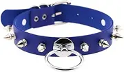 BDSM Studded Collar Sexy Collar Erotic Neck Cuffs Bondage Choker O-Ring Necklace Collar Adult BDSM Sex Toys for Women Men(Blue Blau)