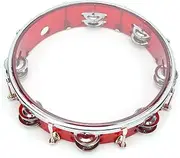 Double Row Jingles Handheld Tambourine Adjustable Hand Held Tambourines Drum 10in Percussion Jingles Instrument (Red)