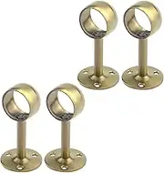 Coshar 4 PCS 1-1/4 Inch(32mm) Dia. Heavy Duty Stainless Steel Shower Curtain Closet Curtain Rod Holder Ceiling-Mounted & Wall-Mounted Bracket Closet Pole Flange Sockets Drapery Rods Supports - Gold