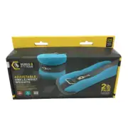 Series 8 Fitness Adjustable Ankle/Wrist Weights 2lb Seafoam Blue & Charcoal Pair
