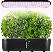 12 Pods Hydroponics Growing System Indoor Herb Garden Kit Plant Germination Full Spectrum with 20W LED Light Smart Planter and 4L Tank Water Pump