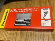 Vintage SAE 1960's - 21 Piece Forged Socket Set - POWERMASTER 1/4” & 3/8” Drive
