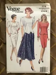 Vintage VOGUE Pattern 7778 : Easy : Sizes 12-14-16 : Skirts and Tops : New