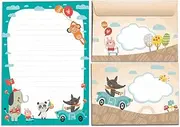 Letter Pad with Envelope for Kids Animals Elephant Wolf Monkey Panda Cat Stationery Set (A5 Pad with 25 Sheets + 15 Envelopes)