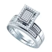 0.55CTW DIAMOND MICRO PAVE BRIDAL RING STERLING SILVER