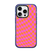 iPhone 16 Pro Impact Case MagSafe Compatible Pink and Orange Checkered