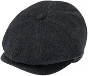 [fiebig] Flat Cap Virgin Wool 8-Panel Cap Shetland Wool with Peak and Button