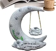 Fruusv Memorial for Loss of Cat, Angel Cat Moon Remembrance Statue, Pet Tombstone Resin Grave Marker, Heartfelt Bereavement Gift, Weatherproof Outdoor, Heaven-Inspired Keepsake