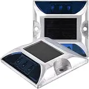 Solar Deck Lights Ground Light,6 LED Solar Power Aluminum Spikes Waterproof Outdoor Ground Marker Lights for Driveway Garden Step Walkway Backyard Patio Blue