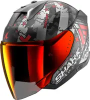 Shark Skwal i3 Jet Hellcat Jet Helmet, black-white-red, Size XS for Men Black White Red