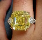 Canary Diamond 2.40 Ct Asscher Cut Engagement Wedding Ring 925 Sterling Silver