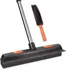 Conliwell Rubber Broom Pet Hair Removal Tool, Carpet Rake Floor Brush with Squee