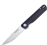 Harnds Wind Pocket Knife Flipper Sandvik Steel G10 Handle Folding Knife Ball Bearing with 2-Position Clip for Camping Survival and EDC (black)