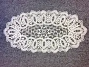 NEW Handmade Crochet Lace Oval Shape Tablecloth Cotton White Color 18” X 9 1/2”