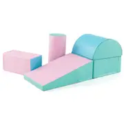 Costway 5PCS Soft Foam Blocks Climb Crawl & Slide Playset Indoor Activity Toy Blue