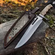 15 inch Handmade Fixed Blade Full tang Bowie Knife Flowers mosaic pin