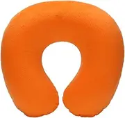 Soft Nursing Cushion U-Shaped Travel Pillow Car Air Flight Office Inflatable Neck Pillow Short Plush Cover PVC Support Headrest(Orange)