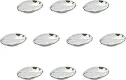 Set of 10, Oribe Streamline 6.5 Oval Plates, 7.7 x 5.5 x 1.6 inches (19.5 x 14 x 4 cm) | Deformed Plates (Small), Banko Ware Setomonohonpo