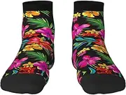 [JBYJBX] Hawaiian Flower Print Adult Socks Womens Mens Workout Thermal Cozy All-Season Gift Holiday Articles Use