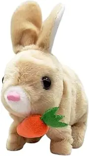 Electric Bunny Plush Toy Interactive Rabbit for Children, Unique Holiday Present, Brown, as described