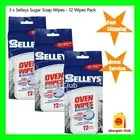 3 x Selleys Oven Cleaner Wipes 12pk Tackle Everday Grease, Grime & Food Spills