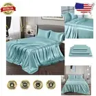 King Size Aqua Satin Sheets Set – Silky Soft Bedding for Ultimate Comfort