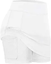 [LANREN] 1 pcs Sports Runing Shorts Yo-ga Shorts for Women's Tennis Skirts Run Yoga Inner Shorts Elastic Sports Golf Pockets Skorts (Color : White, Size : Large)