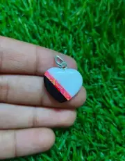 heart stone pendant with silver hook ethiopian opal, onyx and synthetic batti