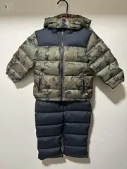 Polo Ralph Lauren Camo Water-Repellent Down Snowsuit Set Toddler Boys Size 2T