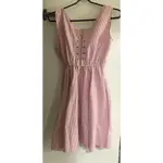 粉紅直條紋洋裝 傘裙洋裝