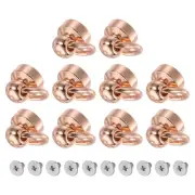 Round Head Pull Ring Rivet Studs 8mm 20Pcs Brass Button Rivets w Screw Rose Gold