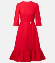 [Valentino] Valentino Crepe Couture embellished ruffled midi dress AU 14 red
