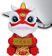 Chinese Lion Figure,Decorative Solar Lion for Desktop | Small Solar Lion Craft Decoration, Ornament for Car Dashboard, Workplace Desk