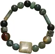 [RYEPOLNIX] Bracelet Chinese natural blue point stone obsidian red agate jade adjustable bracelet smooth lucky jade men and women's summer Chinese Hanfu cheongsam accessories/778