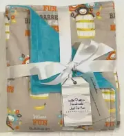Baby Gift Blanket Barrell Full of Monkeys Minky Flannel Shower Present Handmade