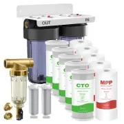 10"x4.5" 3-Stage Whole House Spin Down Sediment Water Filter System+5 Set PP+CTO