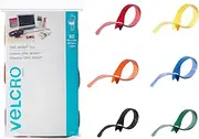 VELCRO Brand - ONE WRAP Ties for Cables, Wires and Cords, 8in x 1/2in Ties, 60 Pack, Multi-Color